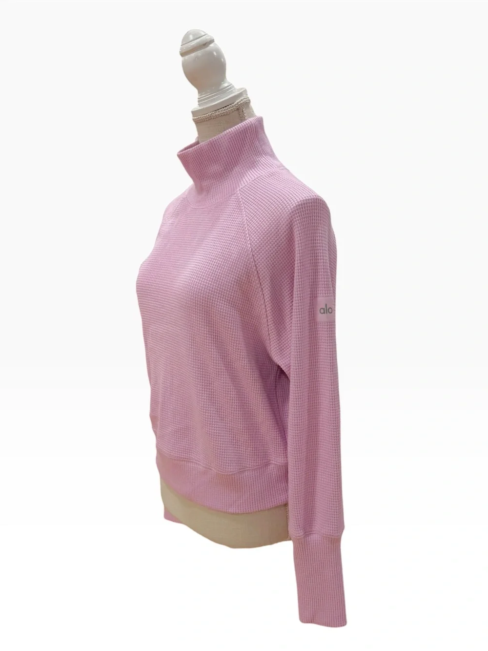Alo Yoga Sugar Plum Waffle Weekend Escape Mock Neck Sweatshirt Small